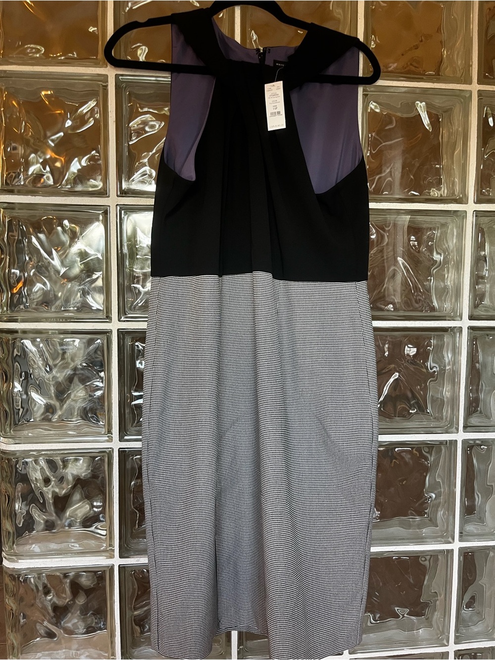 White House Black Market Black and Gray Colorblock Midi Dress